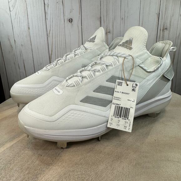 Adidas Icon 7 Boost Mens Baseball Metal Cleats Size 13.5 White S23847 New - Picture 3 of 15